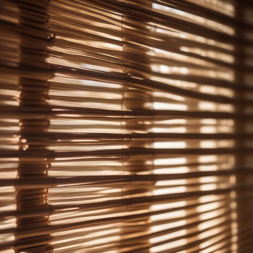 Wicker Bamboo Blinds in a Sunlit Room