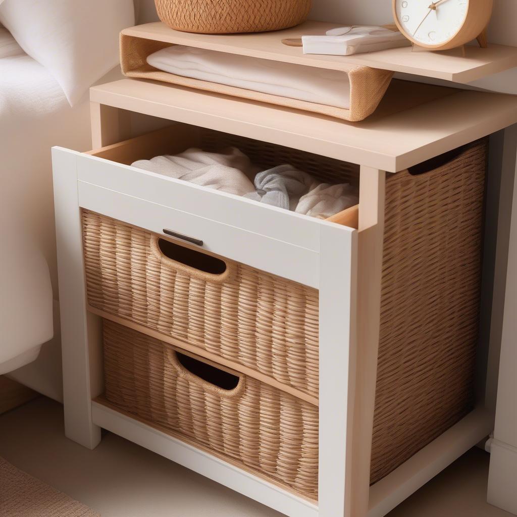 Wicker Basket 2 Drawer Storage in a Bedroom