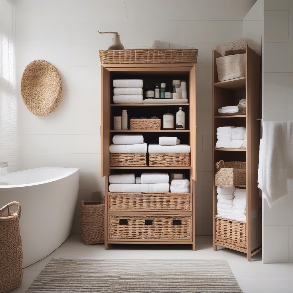 Stylish wicker basket bathroom cabinet ideas for a modern and organized space