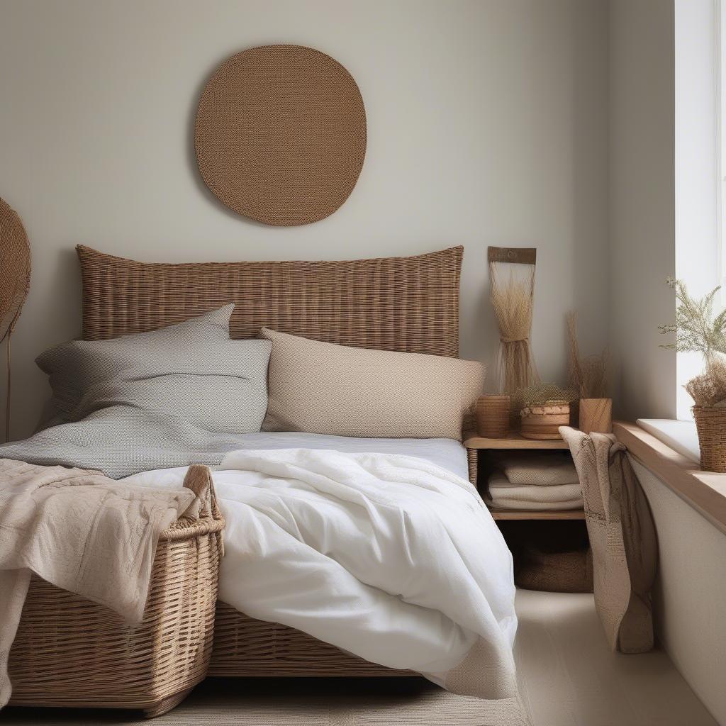 Wicker basket for bedroom organization