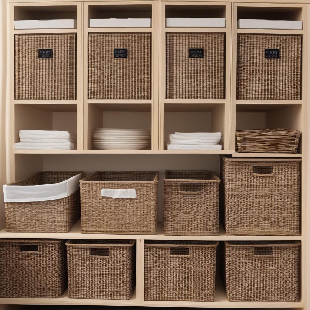 Comparing sizes of wicker basket cabinets