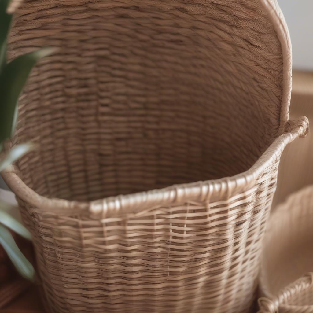 Close-Up Detail of a Wicker Basket Weave