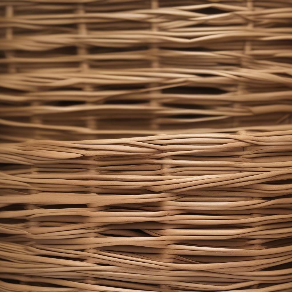 Close-up view of the texture of a wicker basket