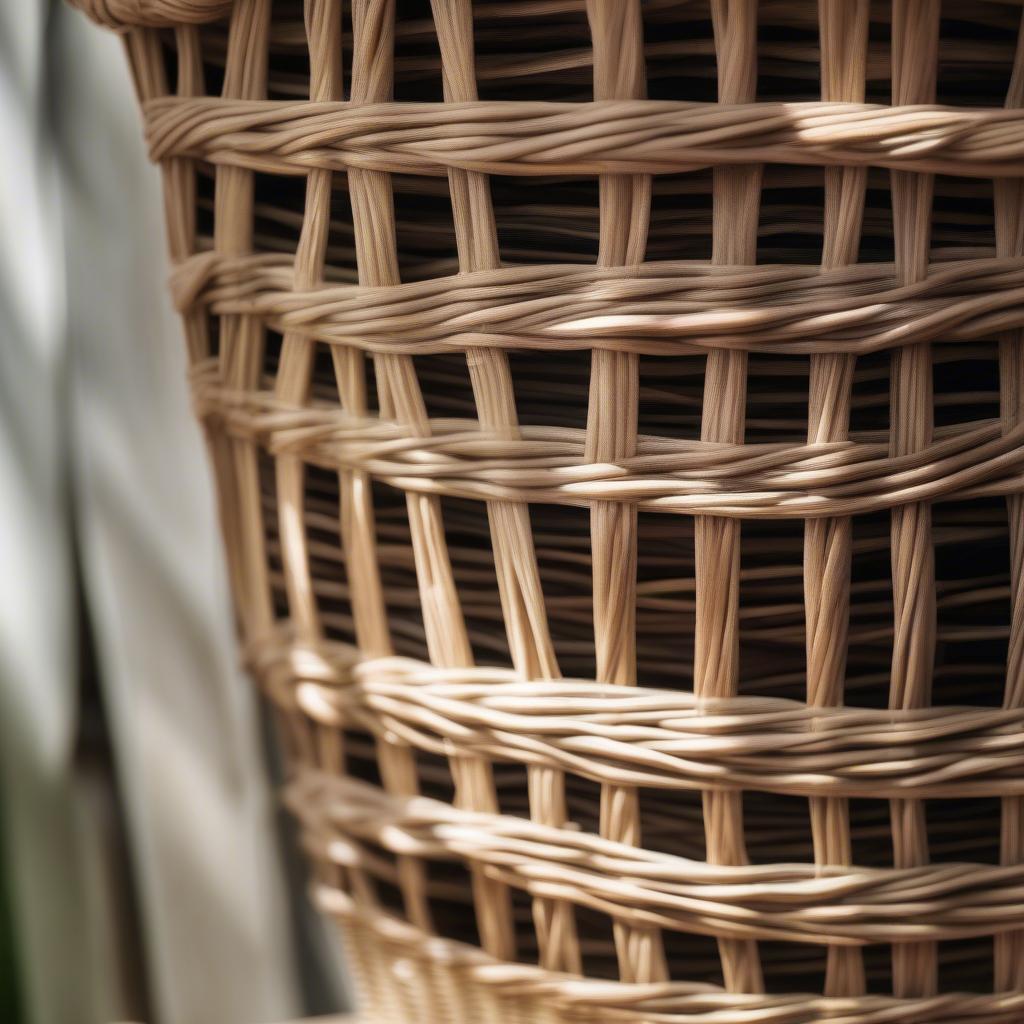 Wicker basket damaged by humidity in a shed