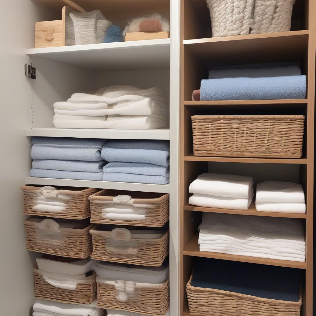 Organizing with Wicker Basket Drawers