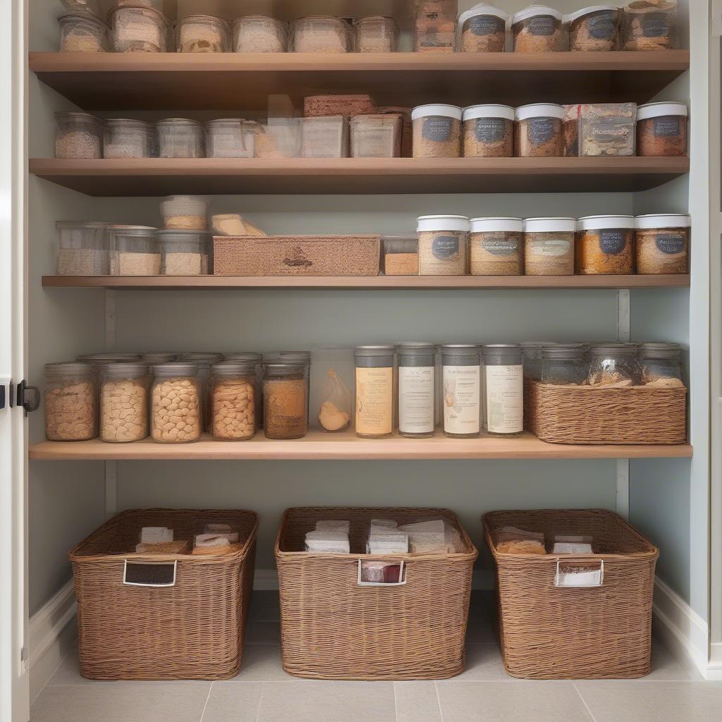 Wicker Basket Pantry Organization