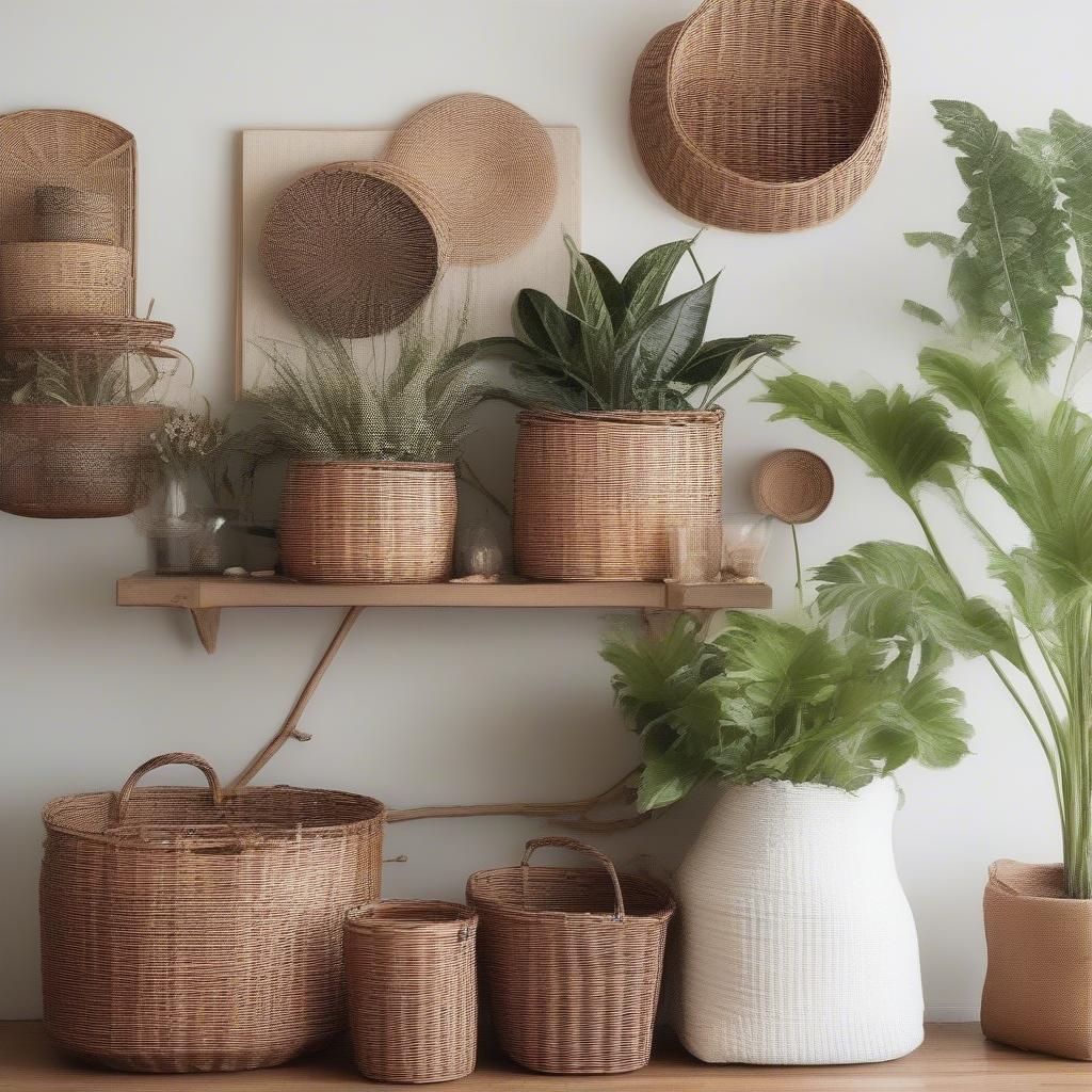 Styling ideas for wicker basket plant holders in different rooms