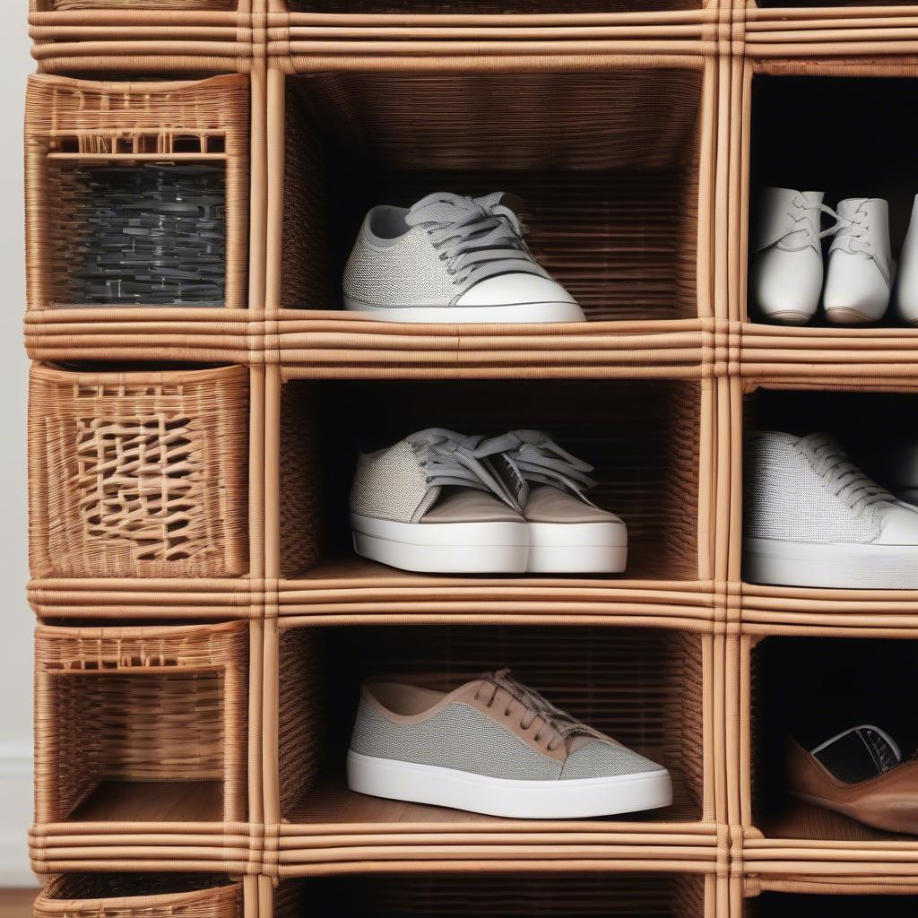 Wicker Basket Shoe Storage