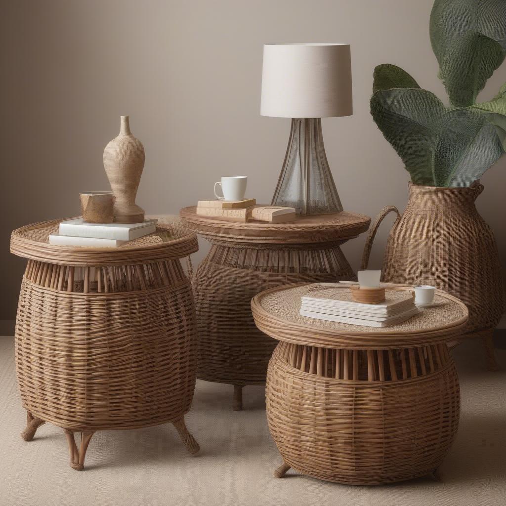 Wicker Basket Side Table Sizes and Shapes