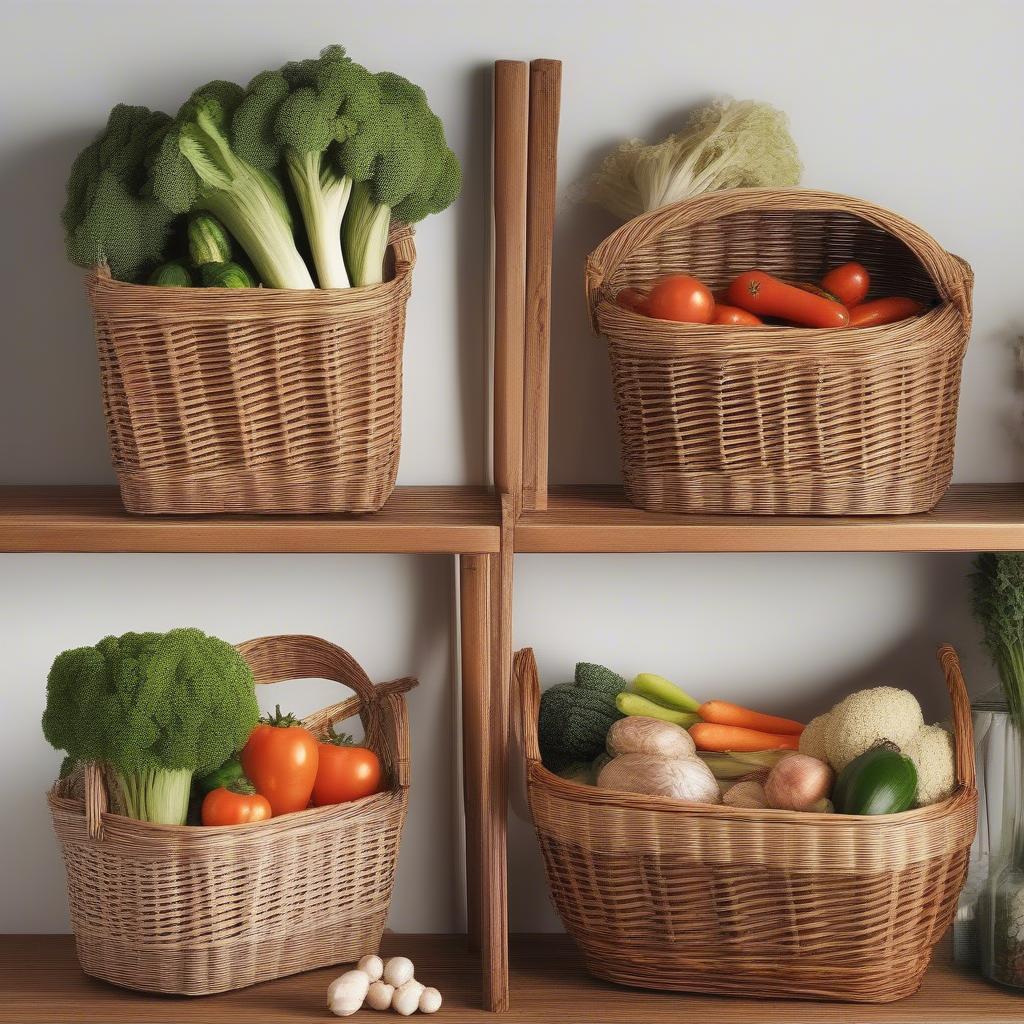 Wicker Baskets in Various Sizes for Vegetable Storage