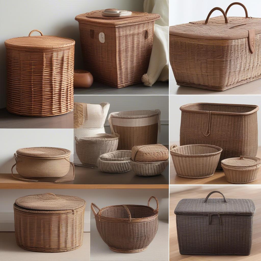 Different Sizes and Shapes of Wicker Baskets