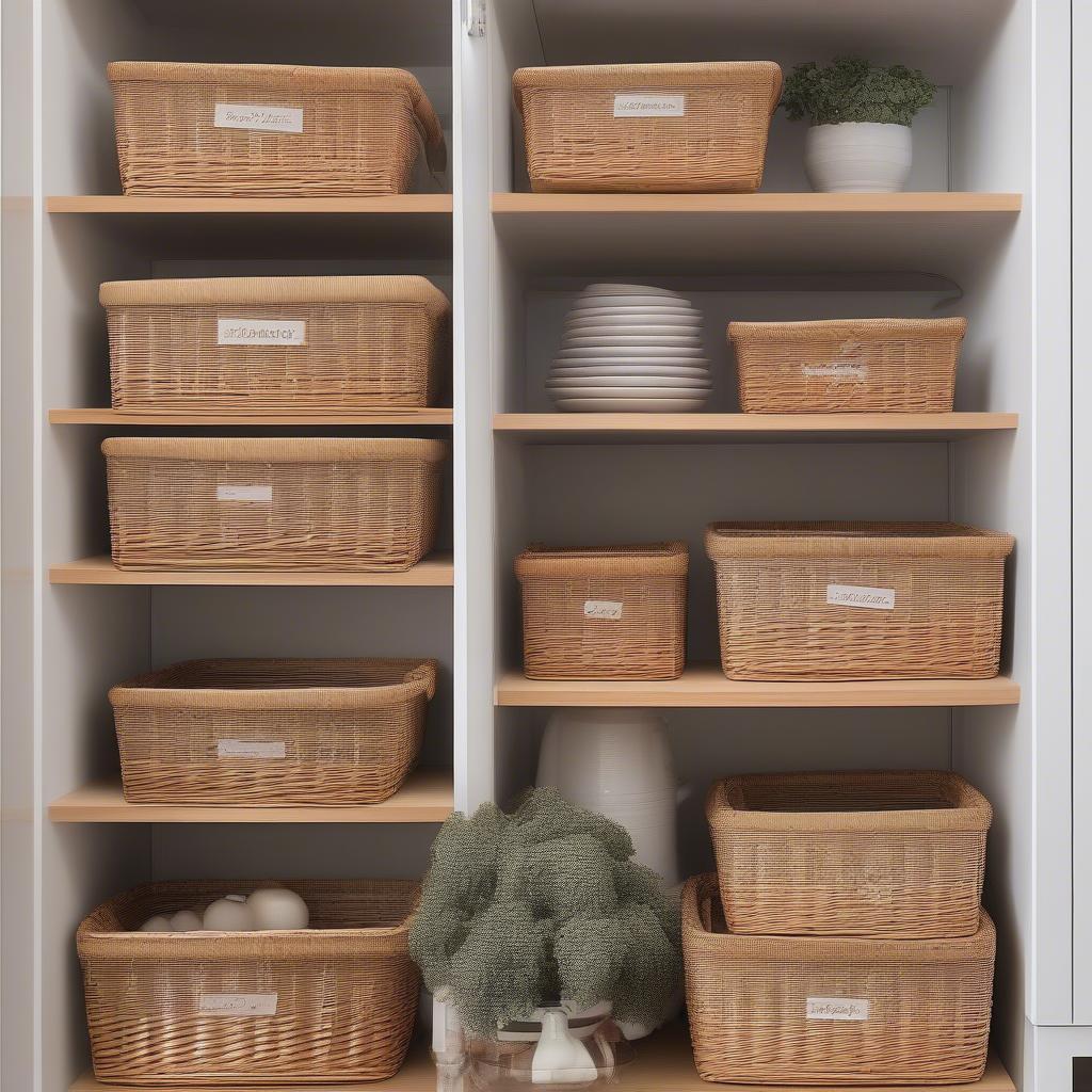 Wicker Basket Sizes and Shapes for Kitchen Storage