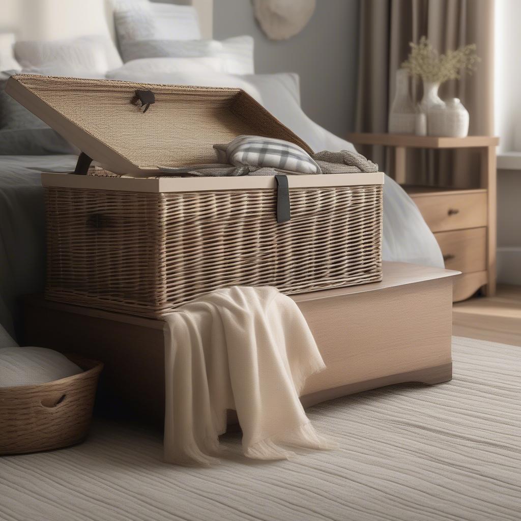 Wicker Basket Storage Chest in Bedroom