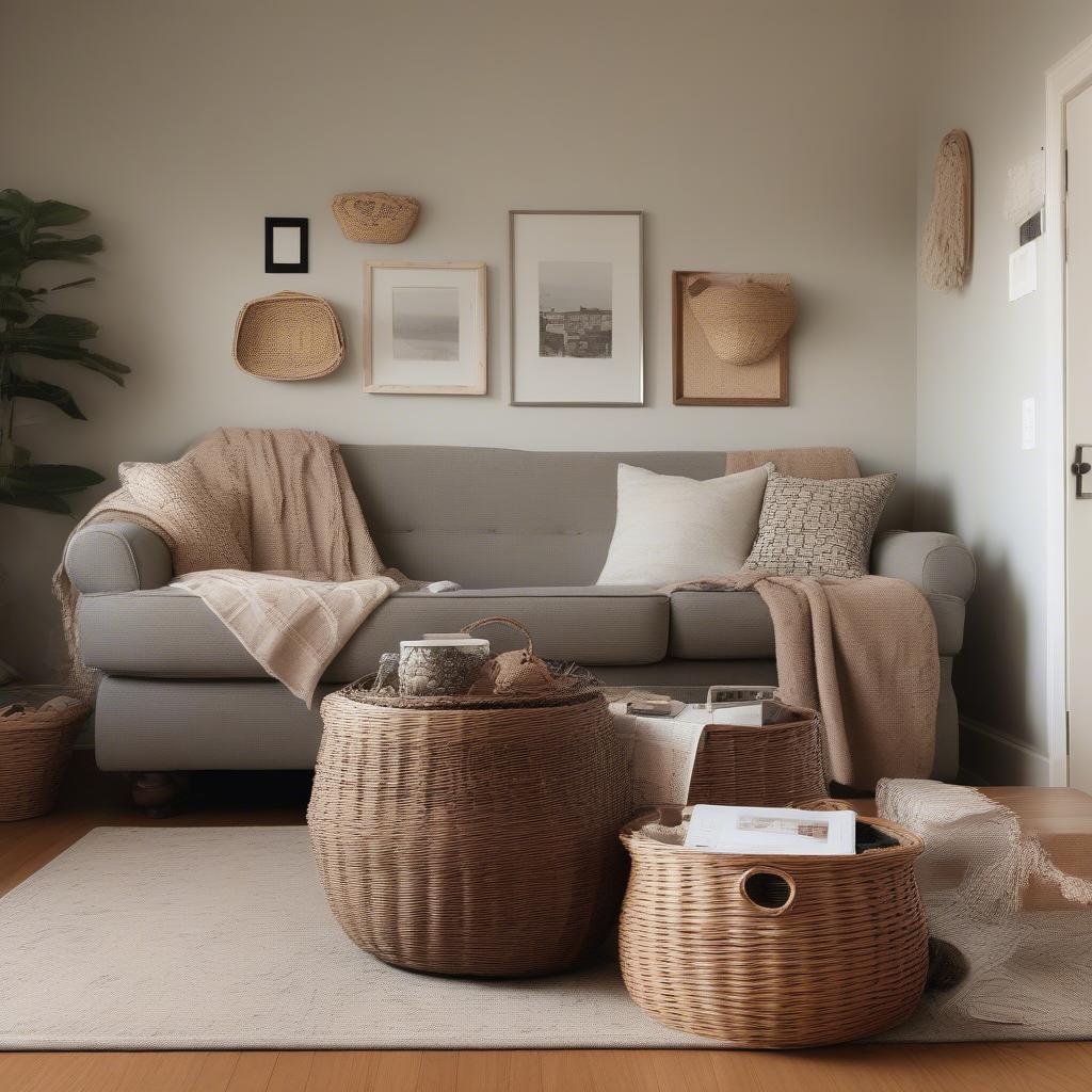 Wicker Basket Storage Living Room