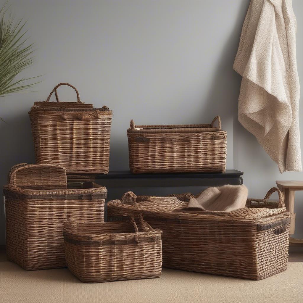 Wicker basket storage solutions in a living room setting