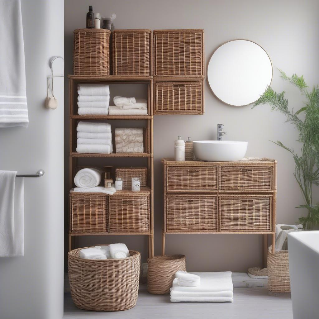 Wicker Basket Storage Unit Bathroom Ideas