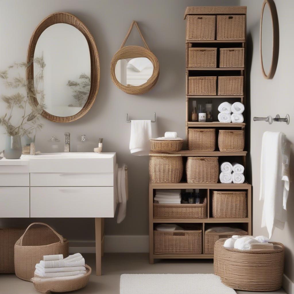 Wicker basket towel storage ideas for the bathroom