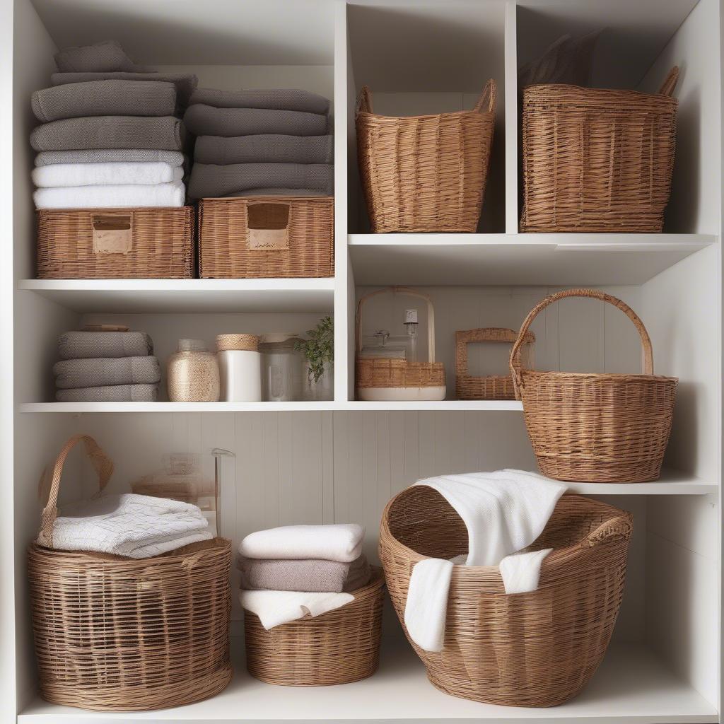 Wicker Baskets in Different Rooms