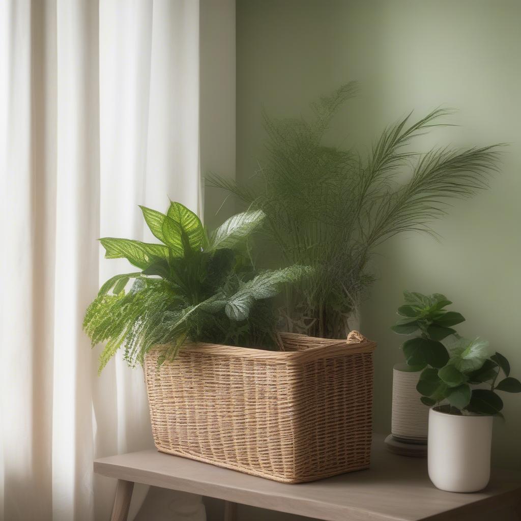 Wicker Basket with Plants