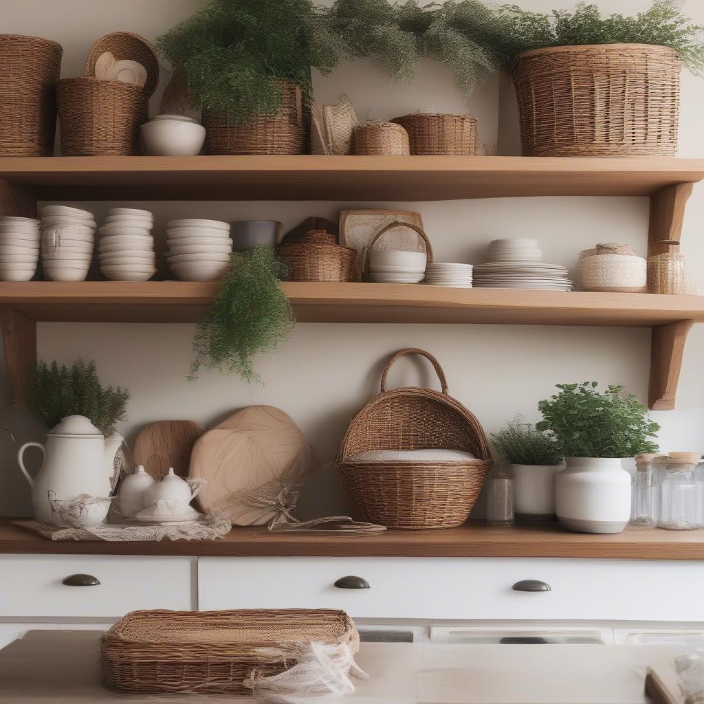 Wicker Baskets Above Kitchen Cabinets