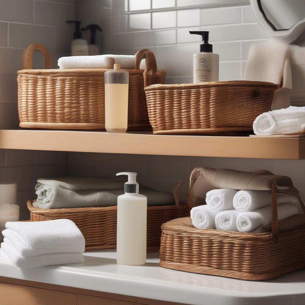 Wicker Baskets in a Humid Bathroom