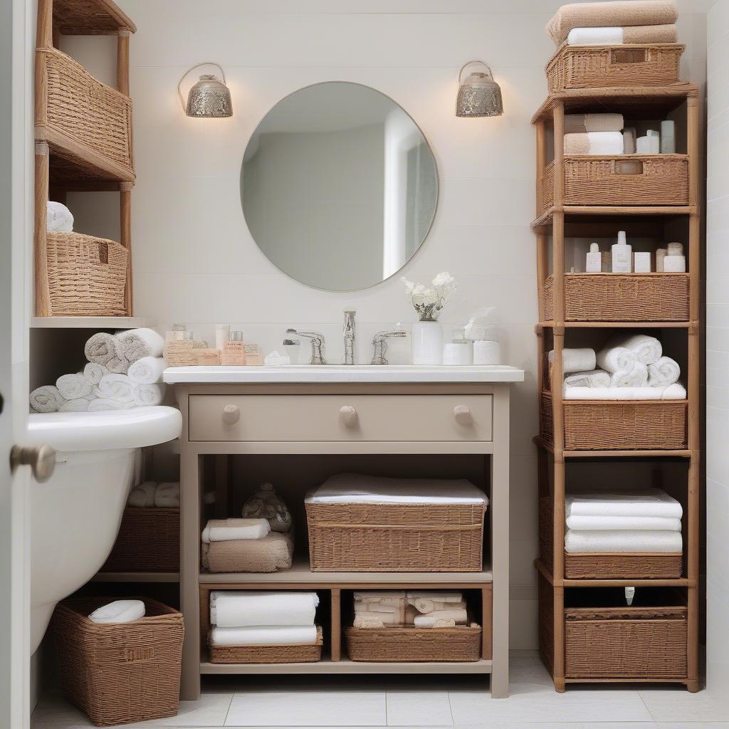 Tips for organizing your bathroom with wicker baskets