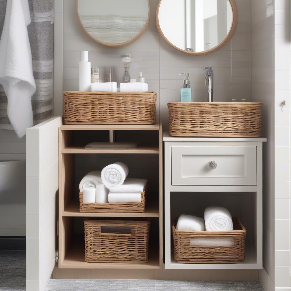 Wicker Baskets Bathroom Storage