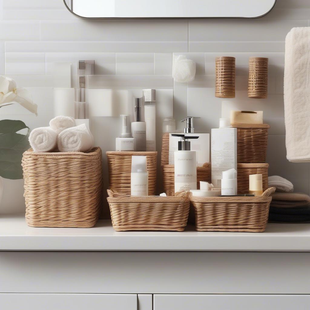 Wicker Baskets for Bathroom Toiletries