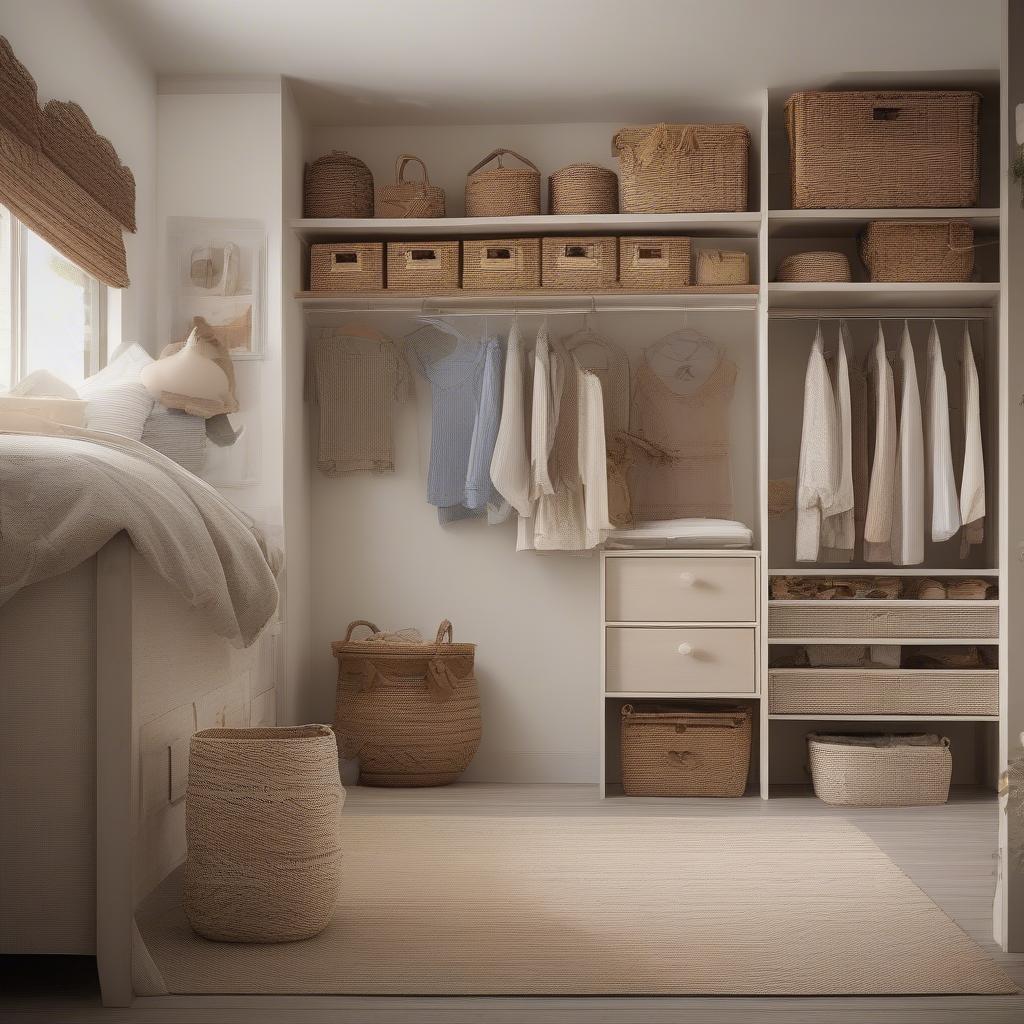 Wicker Baskets for Bedroom Organization