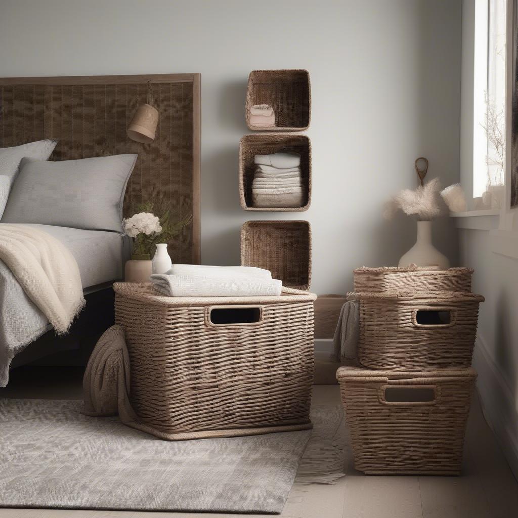 Wicker Baskets for Bedroom Storage