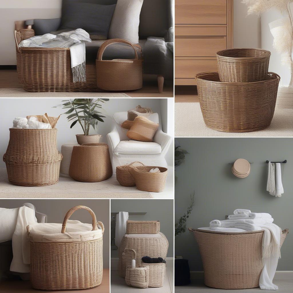 Wicker Baskets in Various Rooms