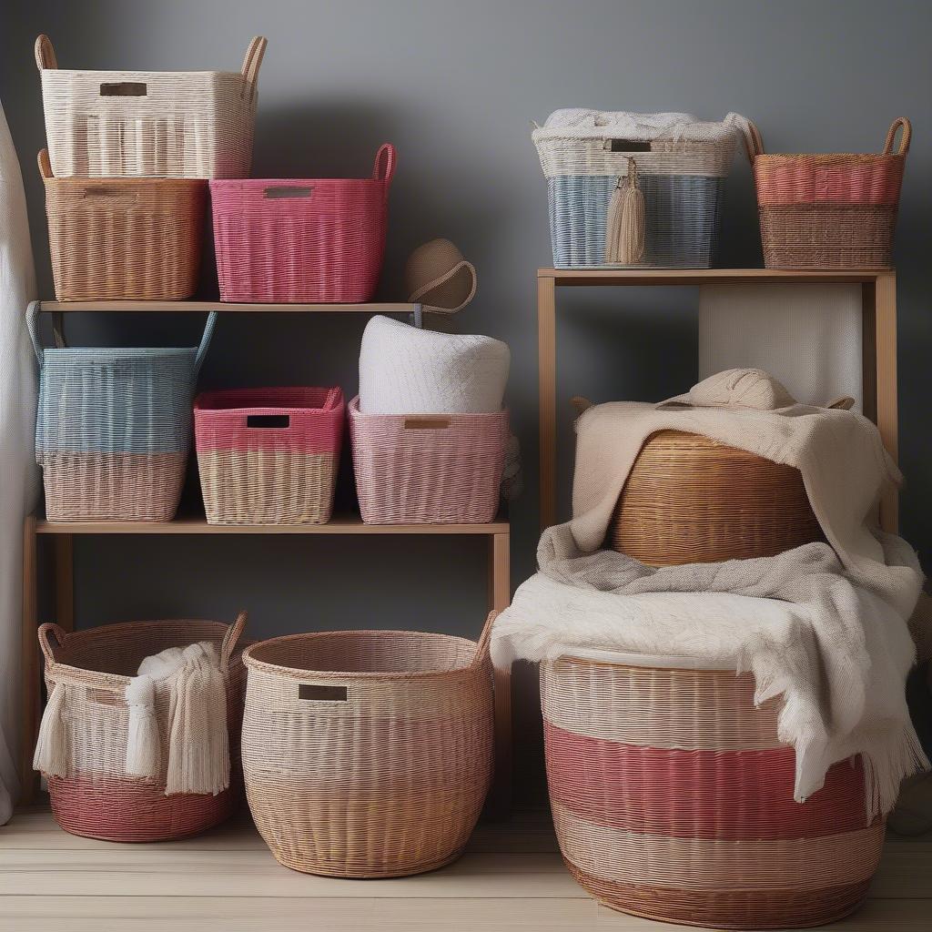 Coloured Wicker Baskets in Home Decor