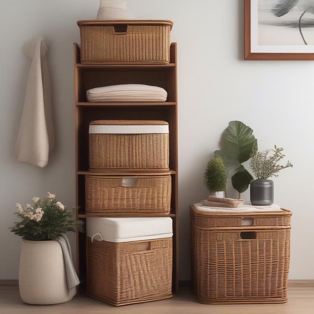 Lidded Wicker Baskets in Home Decor