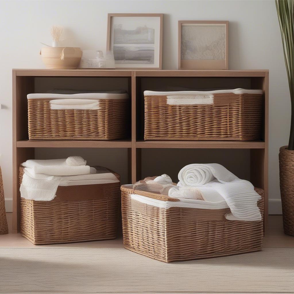 Wicker Baskets in Various Home Settings