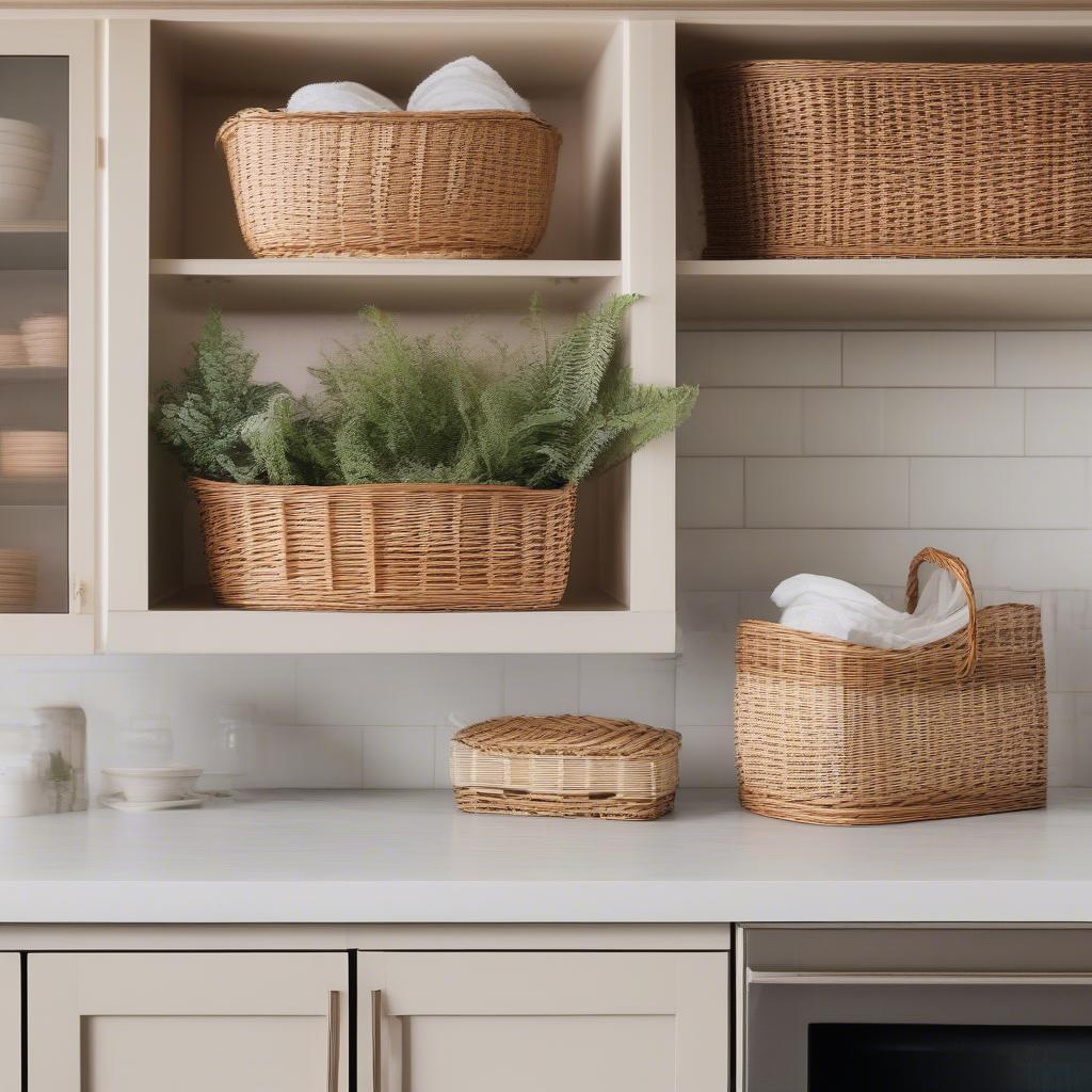 Wicker Baskets for Kitchen Cabinet Storage