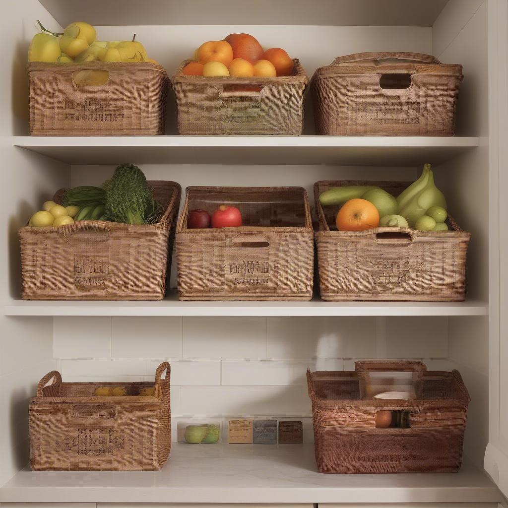 Wicker Baskets for Kitchen Organization: Pantry, Countertop, and Open Shelving