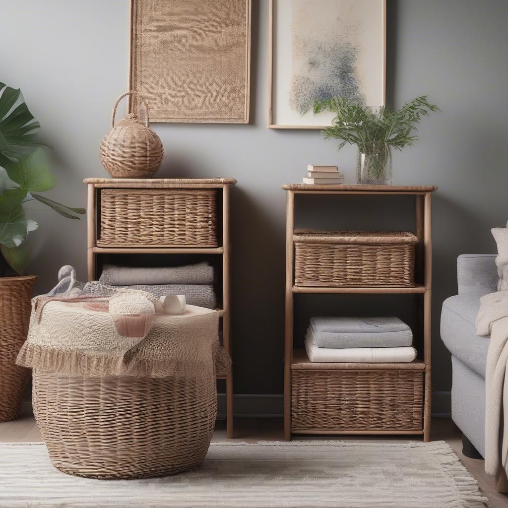 Wicker Baskets for Living Room Organization