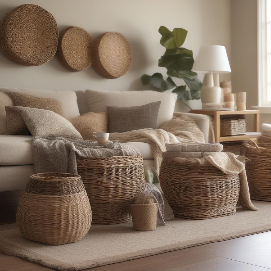 Wicker Baskets for Living Room Storage