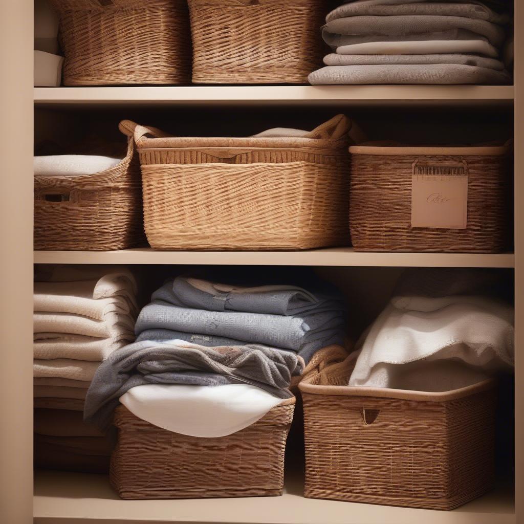 Sustainable Closet Organization with Wicker Baskets