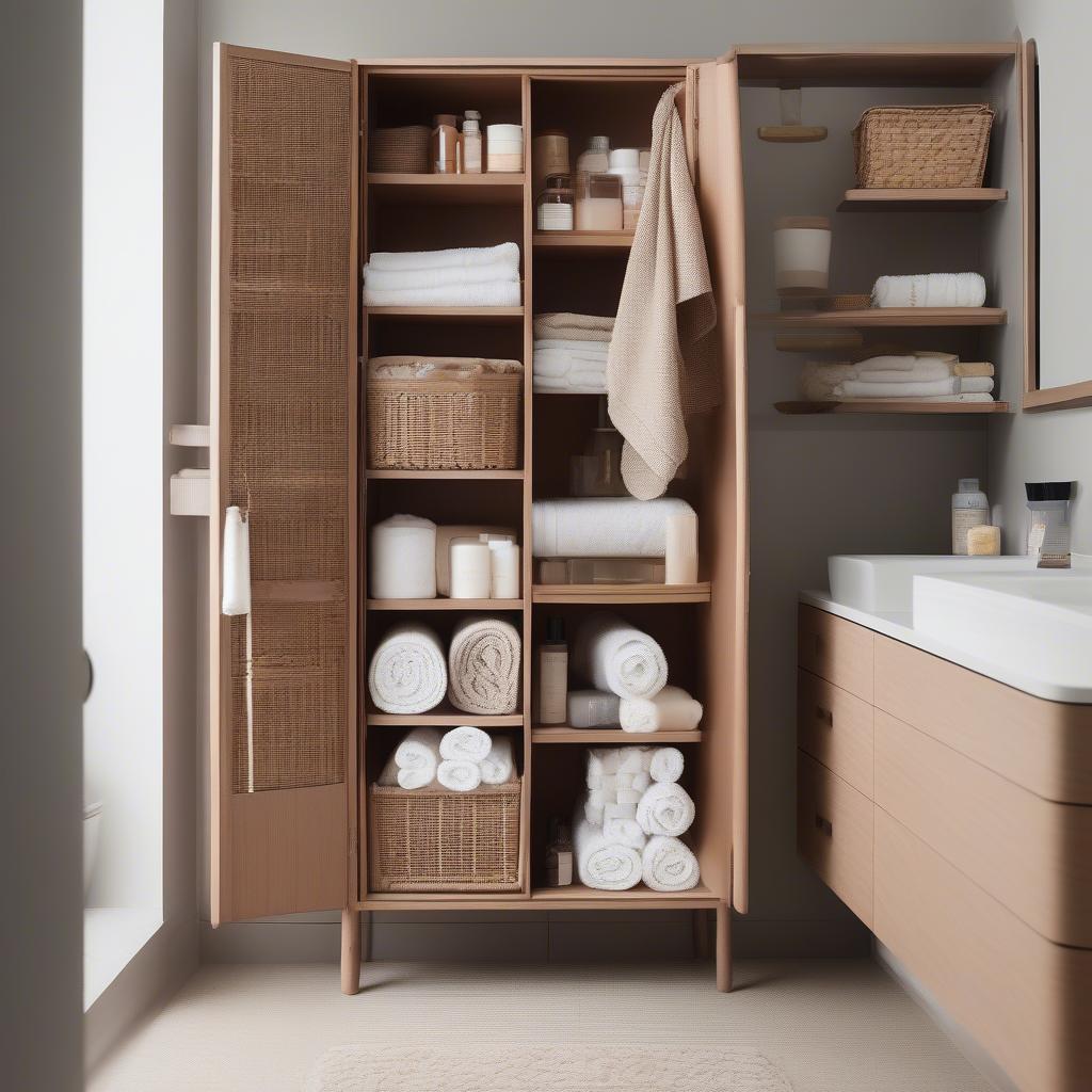 Wicker Bathroom Cabinet Storage