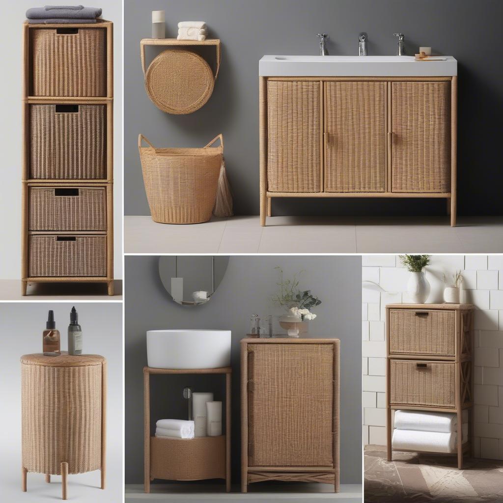 Different styles of wicker bathroom cabinets