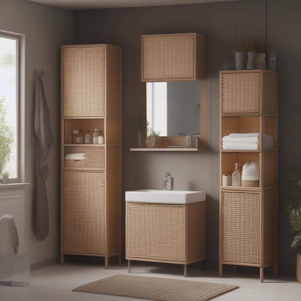 Wicker Bathroom Cabinets in Different Sizes