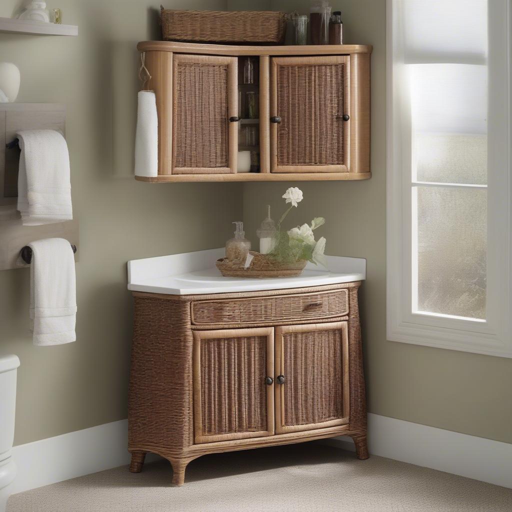 Wicker Bathroom Corner Cabinet Ideas