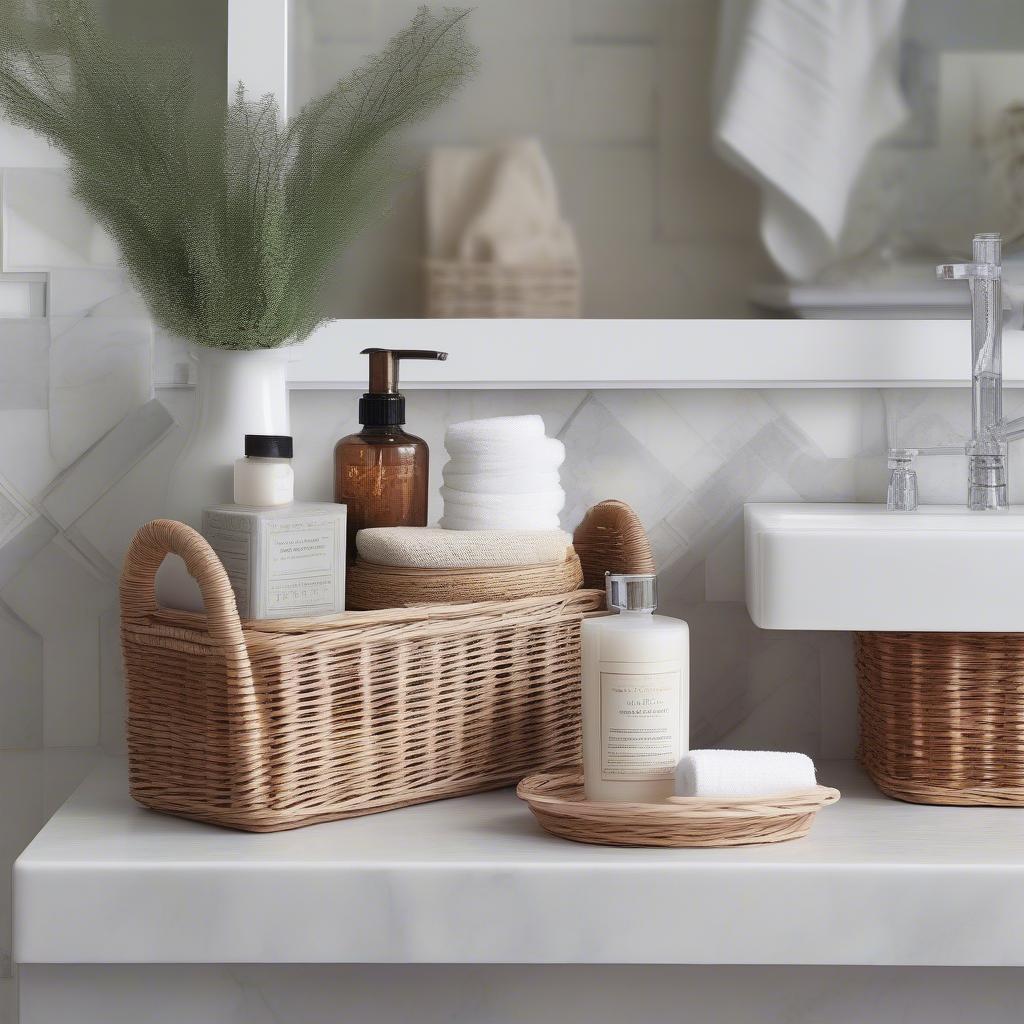 Wicker Bathroom Countertop Storage Ideas