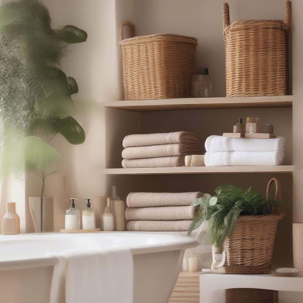 Wicker Bathroom Shelves: A Natural Touch