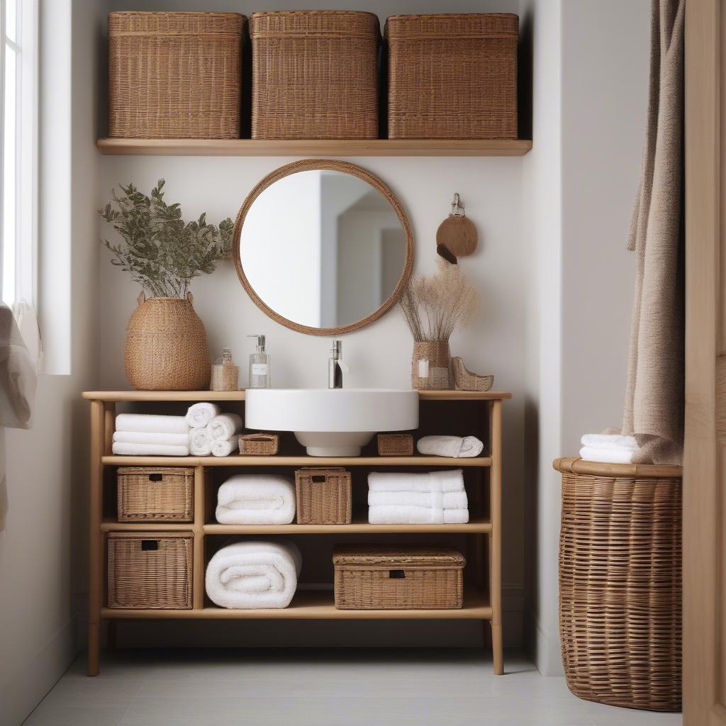 Wicker Storage in a Bathroom