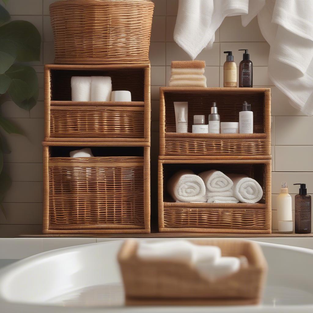 Wicker Bathroom Storage Baskets