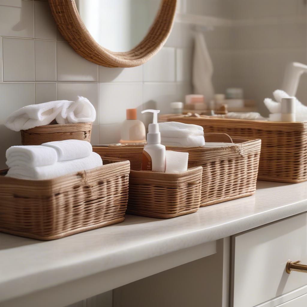 Wicker Bathroom Storage Baskets