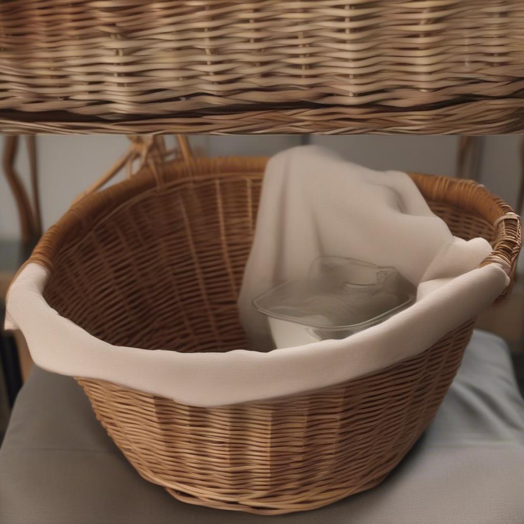 Wicker Bathroom Storage Maintenance: Demonstrating how to clean and maintain wicker bathroom storage using a soft cloth and appropriate cleaning products.