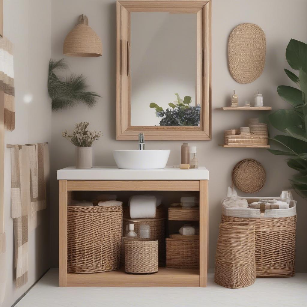 Various Wicker Bathroom Storage Options